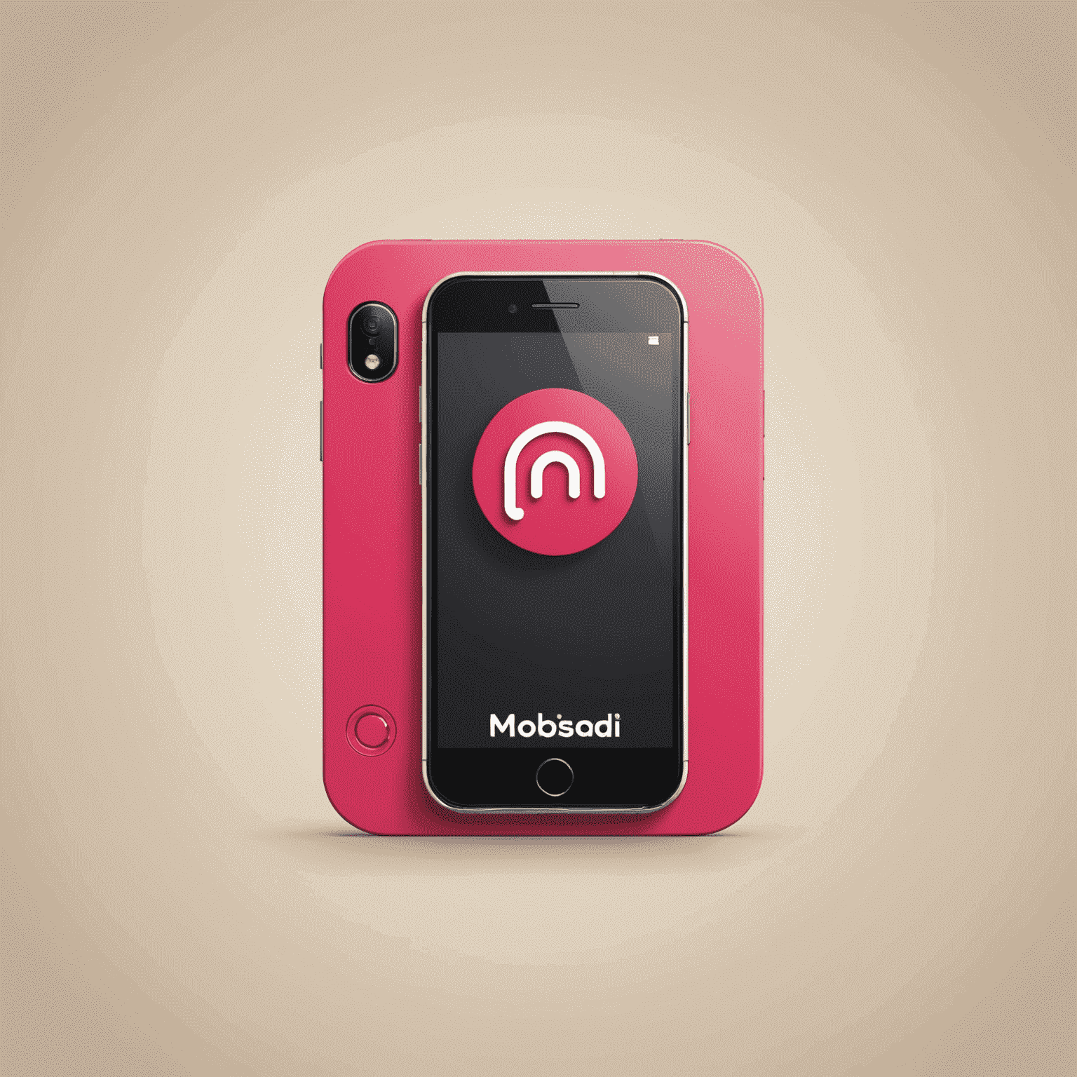 MobiSadi logo featuring a stylized mobile phone icon with red and pink accents