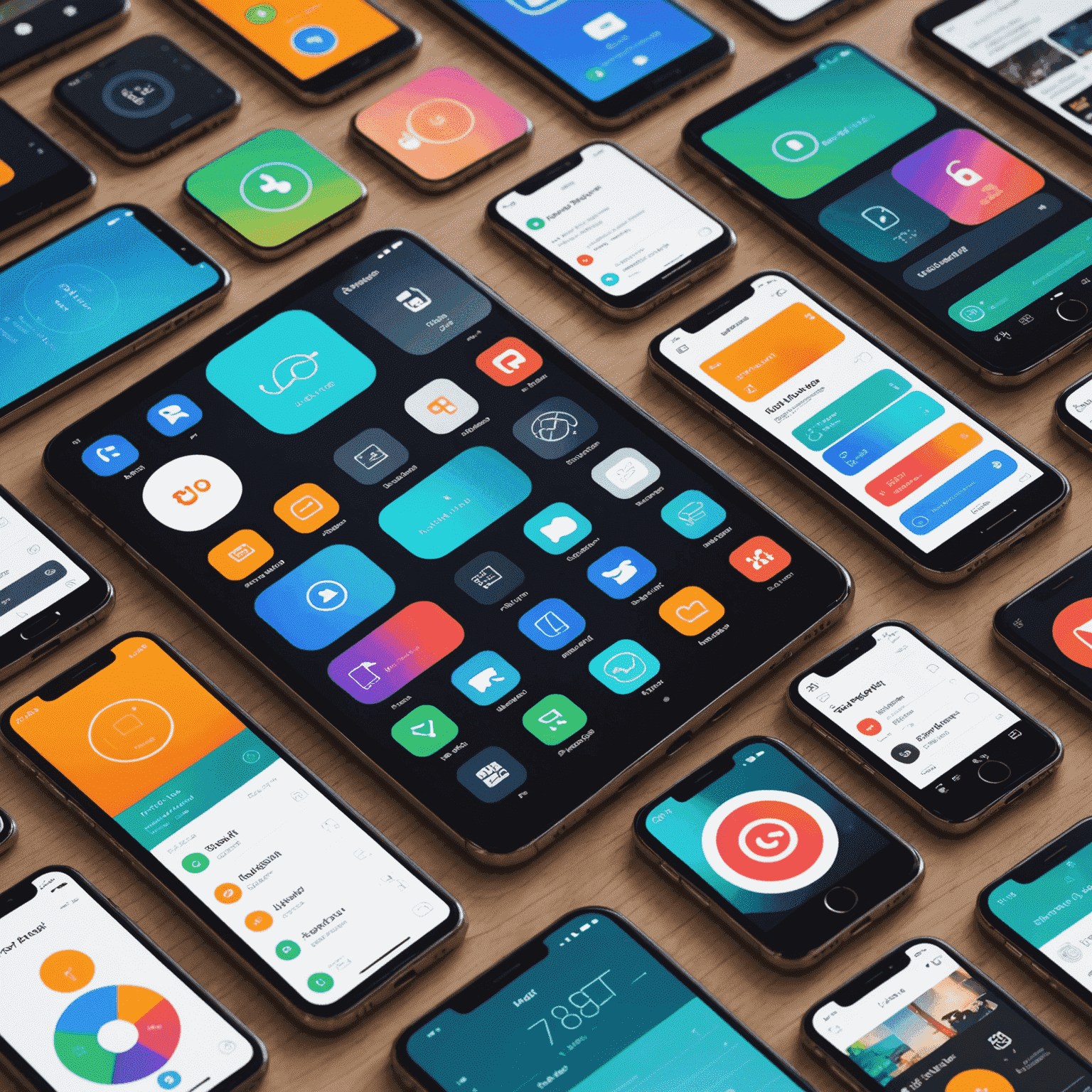 A collage showcasing various mobile app interfaces, highlighting modern design trends and emerging technologies in mobile app development