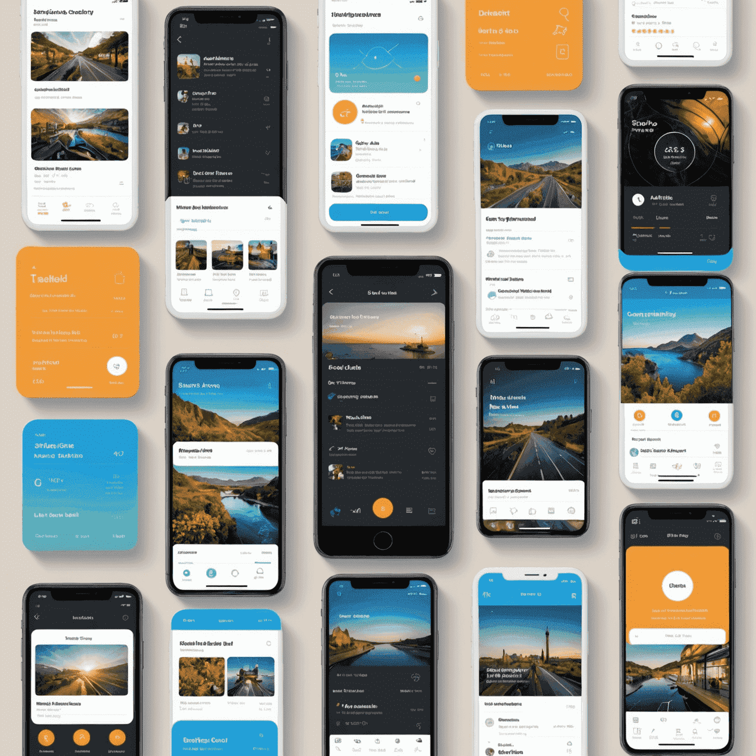 Collage of trending mobile app interfaces, showing innovative designs and new features across various categories