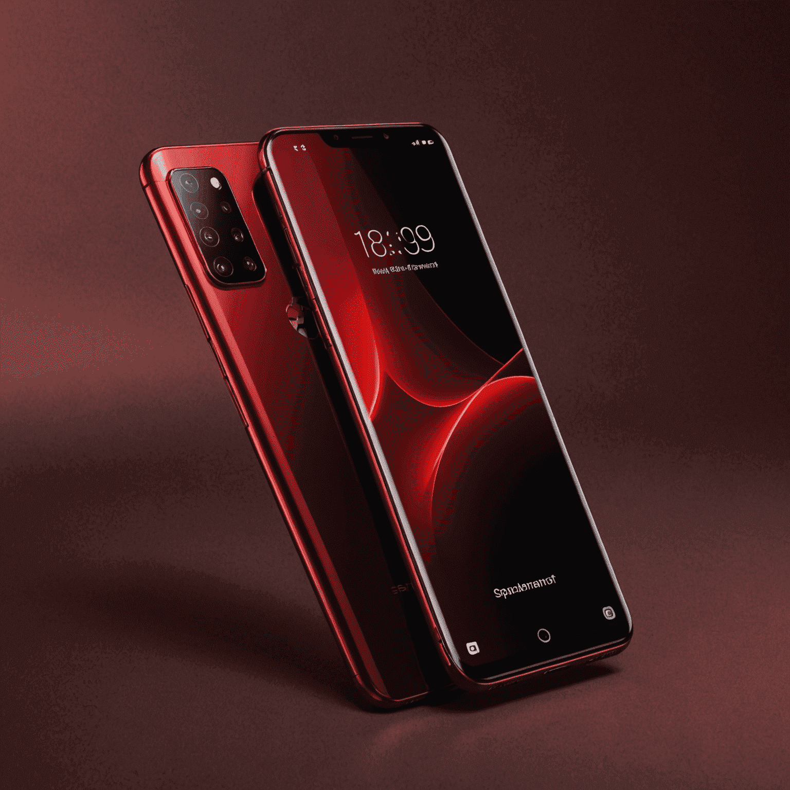 A flagship smartphone with a curved edge display, multiple camera setup, and a premium metal body in a deep red color.