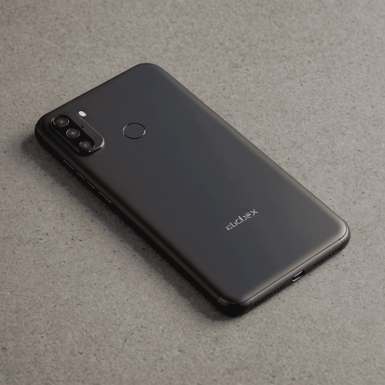 A slim and lightweight smartphone with a matte black finish, featuring a minimalist design and a dual-lens camera.